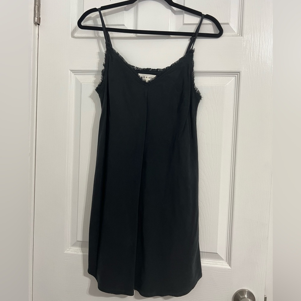 Cloth & Stone Black Dress with Fringe V-Neck Top Size XS
